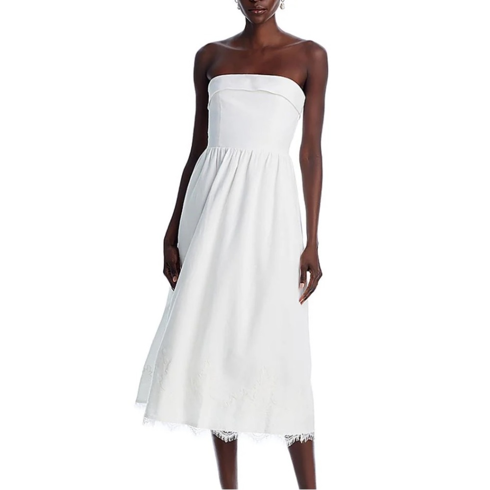 WAYF Strapless Lace Bottom Fit & Flare Dress